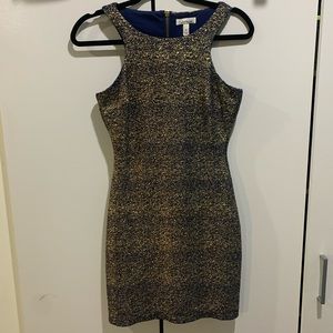 Navy Blue and Gold Bodycon Dress